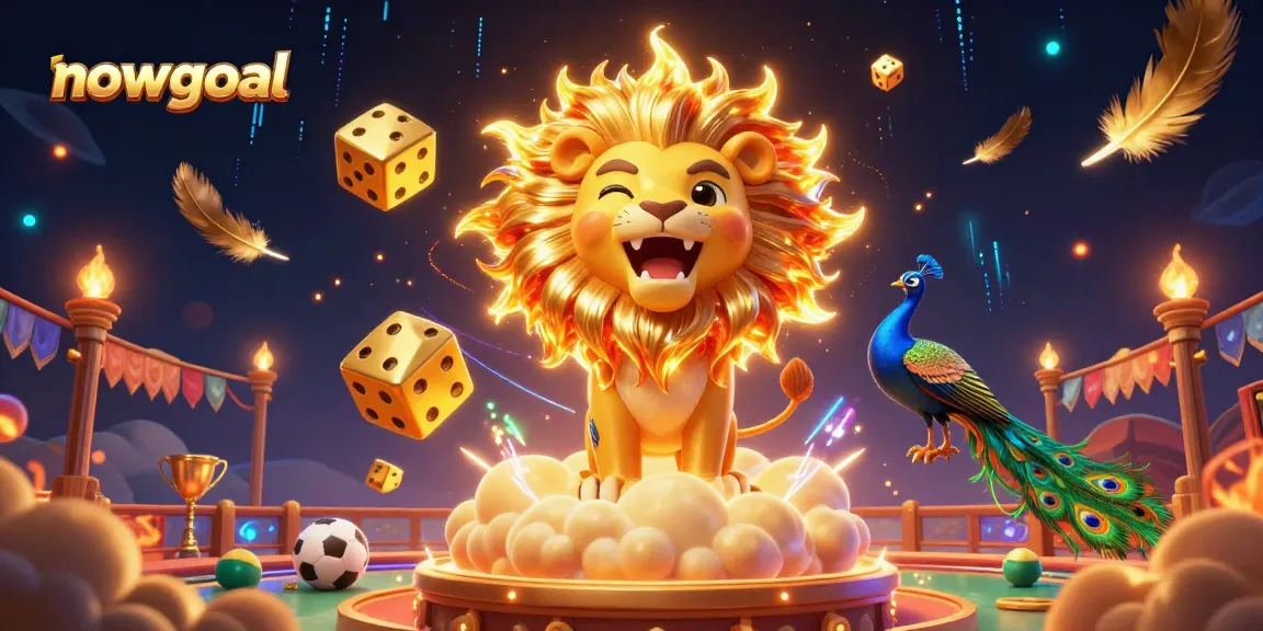 Bet on nowgoal's live sports updates with an energetic scene of a roaring lion amid vibrant betting elements.