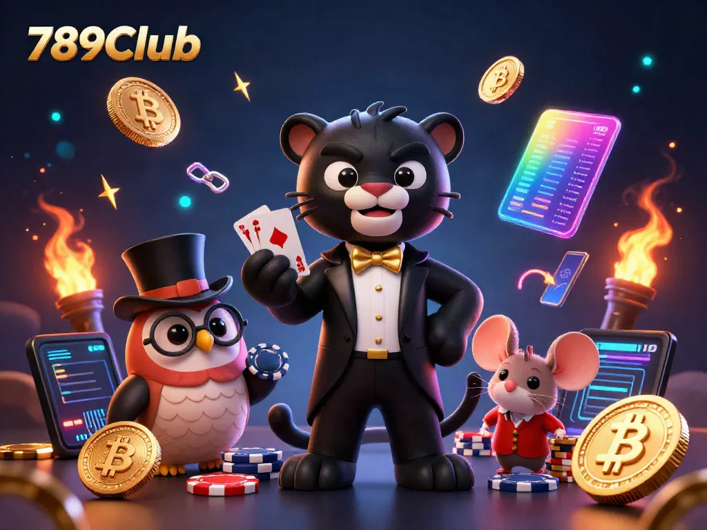 Engage in thrilling gameplay with 789Club's vibrant 3D characters at a dynamic casino scene.