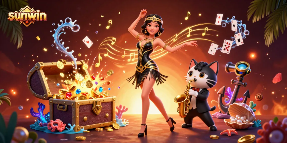 Experience the excitement of sunwin with vibrant casino-themed characters and dynamic game elements.