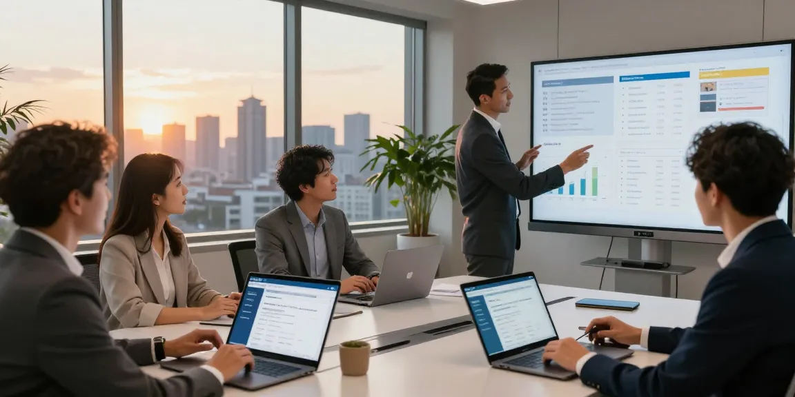 Real estate professionals engaging with IDXSTAR technology in a modern workspace