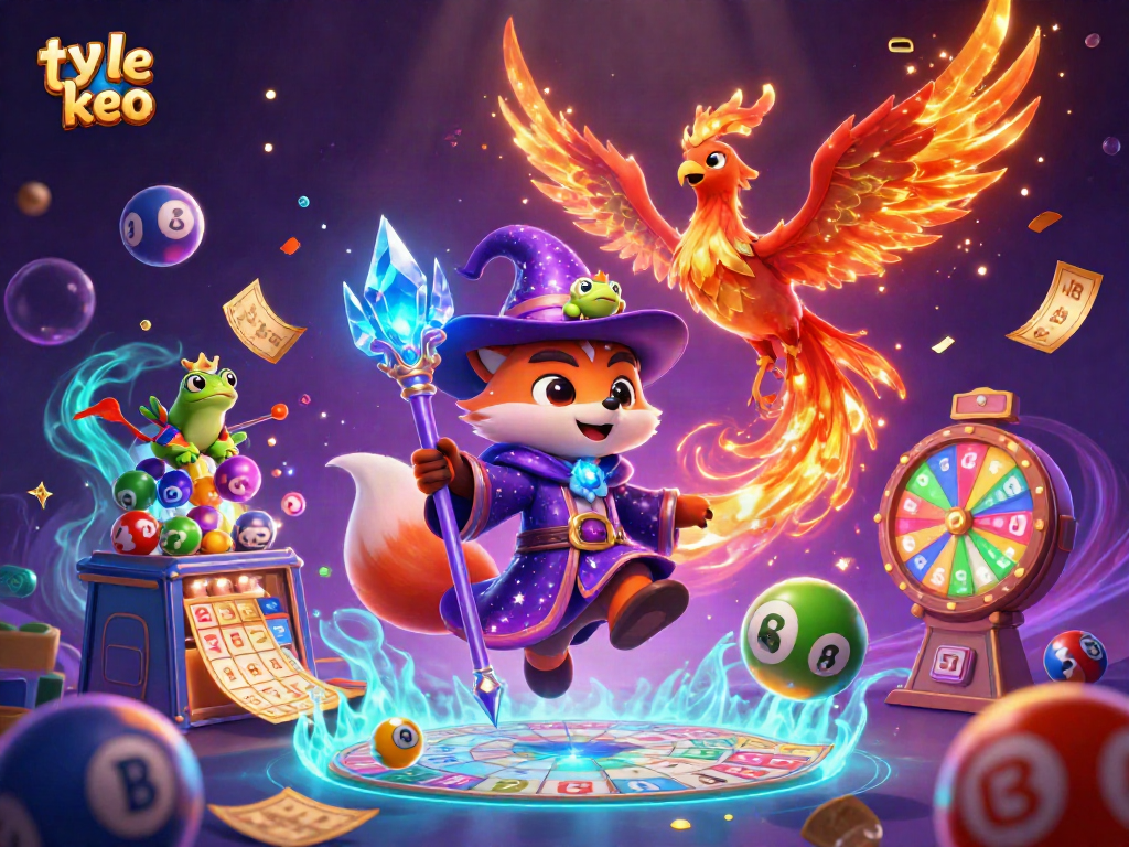 Engage with ty le keo lottery excitement in a vibrant, animated 3D scene filled with magical characters.