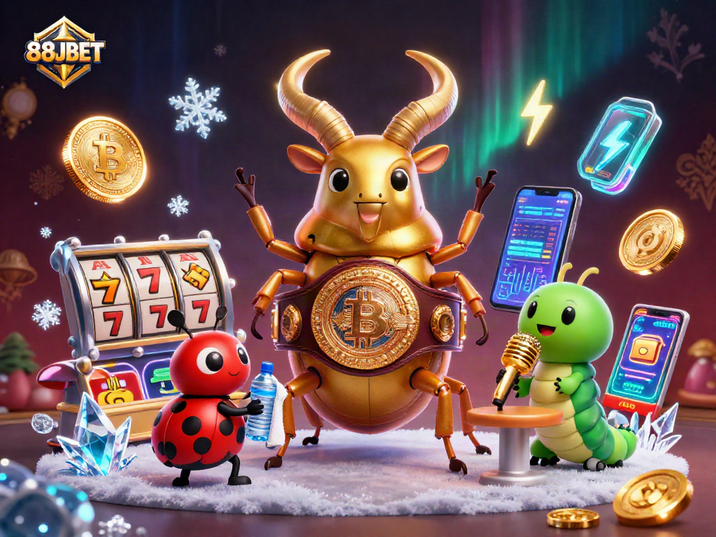 Engage with 88JBET slots, featuring dynamic characters and casino elements in vibrant 3D illustration.