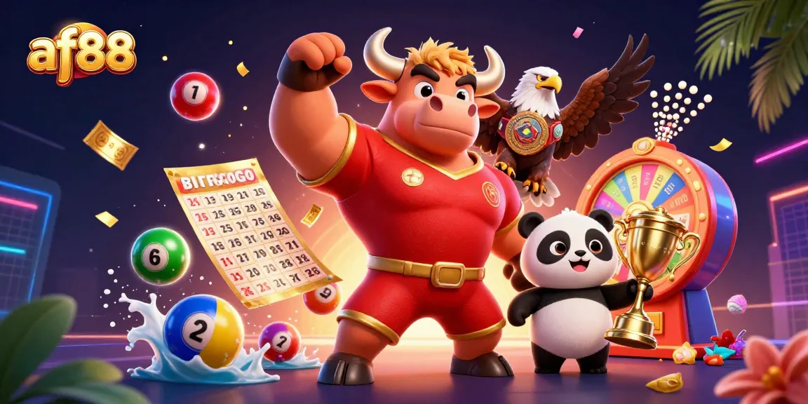 Experience the thrill of winning with af88's vibrant 3D casino scene, showcasing fun characters and exciting games.