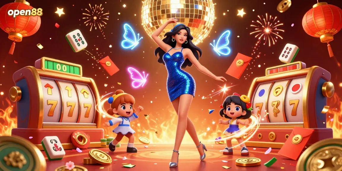 Experience exhilarating gaming at open88 with vibrant 3D casino elements and festive atmosphere.