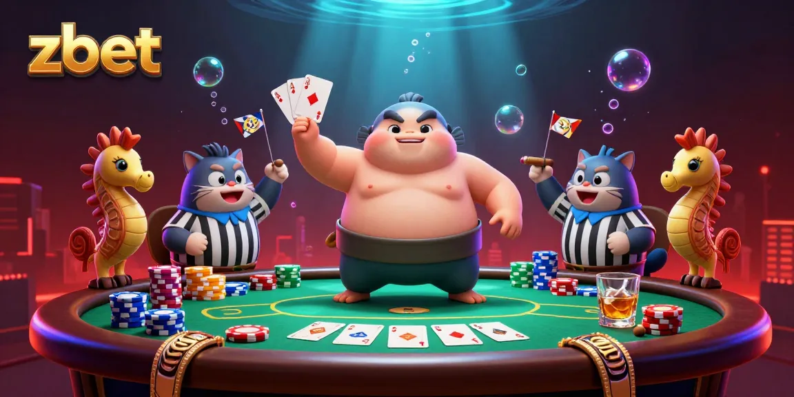 Experience thrilling action at zbet with a vibrant underwater poker scene featuring colorful characters and gaming elements.
