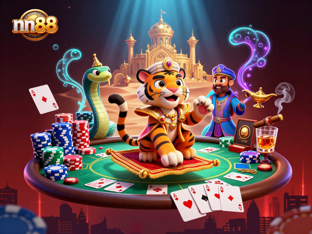 Engage in thrilling gaming moments at nn88 with a vibrant casino scene showcasing excitement and luxury.