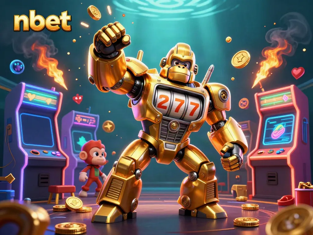 Experience the thrill of nbet gaming with a vibrant 3D illustration featuring dynamic action and casino elements.
