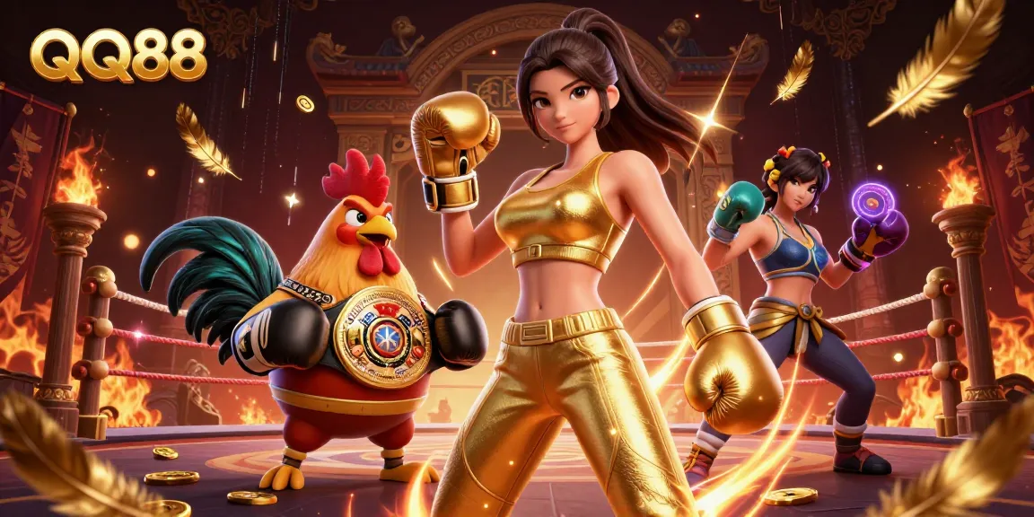 Bet on QQ88 at a vibrant casino scene showcasing dynamic characters and elements.