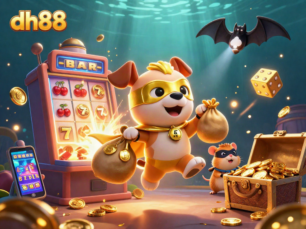 Boost your gameplay with dh88, featuring a superhero dog saving jackpot fortunes in a vibrant casino world.
