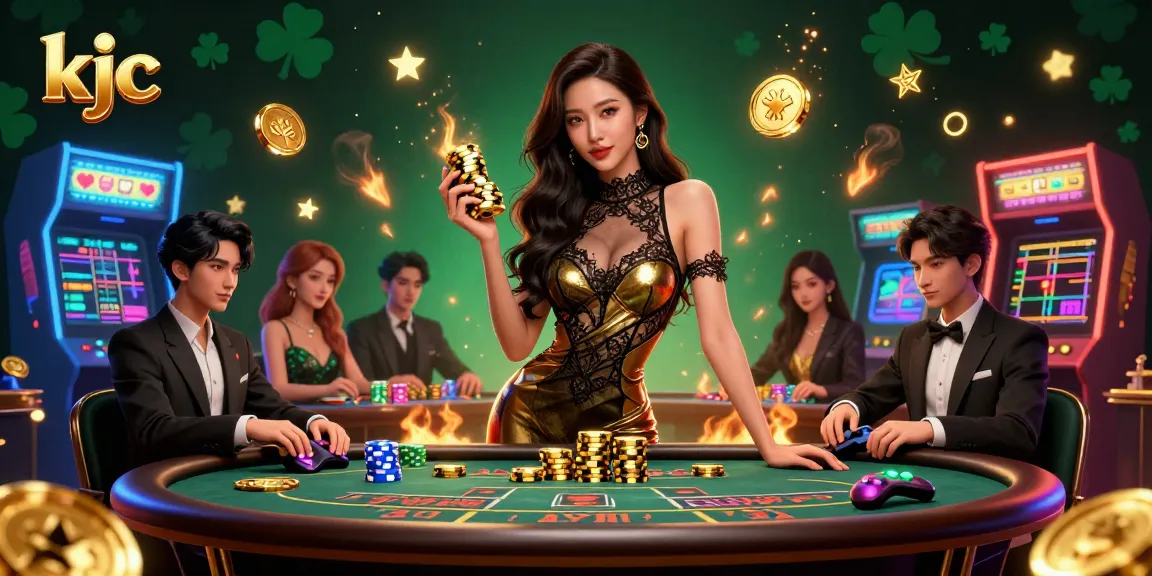 Experience VIP baccarat and exciting games at KJC, with glamorous casino elements and rich details.