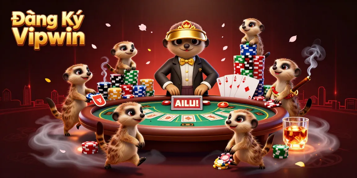 Experience the excitement of Đăng Ký Vipwin with lively meerkats in a dynamic casino scene.