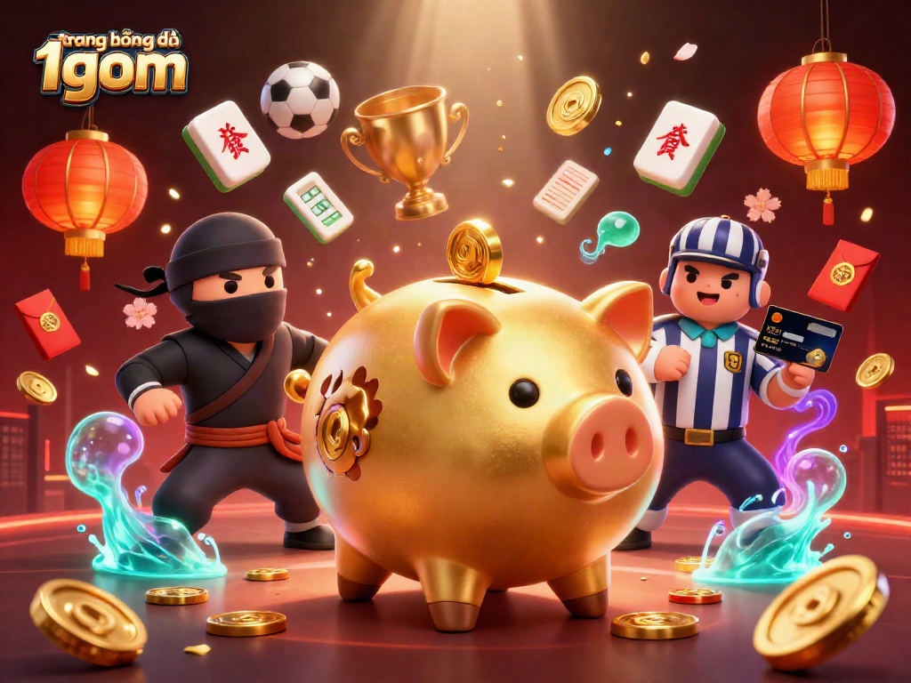 Experience sports betting excitement with trang bóng đá 1gom in this vibrant, detailed 3D illustration.