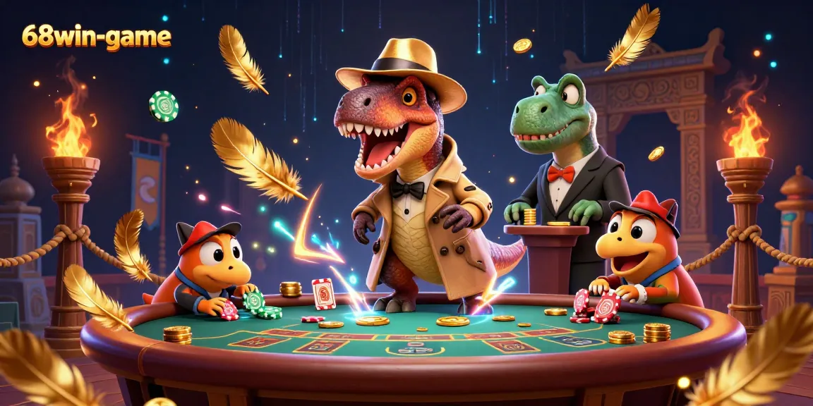Experience thrilling gaming action at 68win-game with a velociraptor attempting to card count.