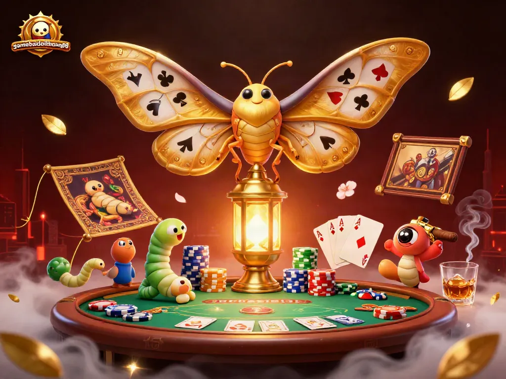 Win big with gamebaidoithuong88 in this vibrant casino scene featuring colorful poker elements.