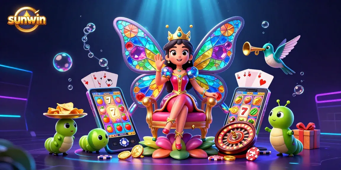 Win exciting slot games at Sunwin while exploring a whimsical 3D casino environment.