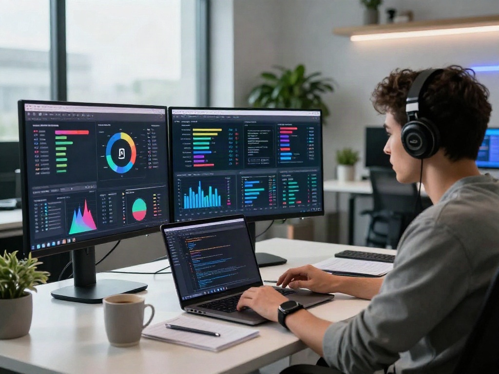 AI model in action in a modern workspace showcasing nsfw ai content strategies, reflecting productivity and innovation.