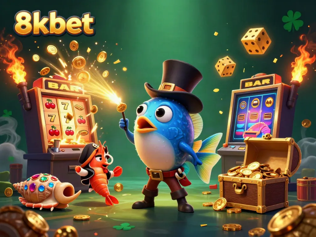 Engage with thrilling 8xbet casino games featuring vibrant cartoon characters and gold coins.