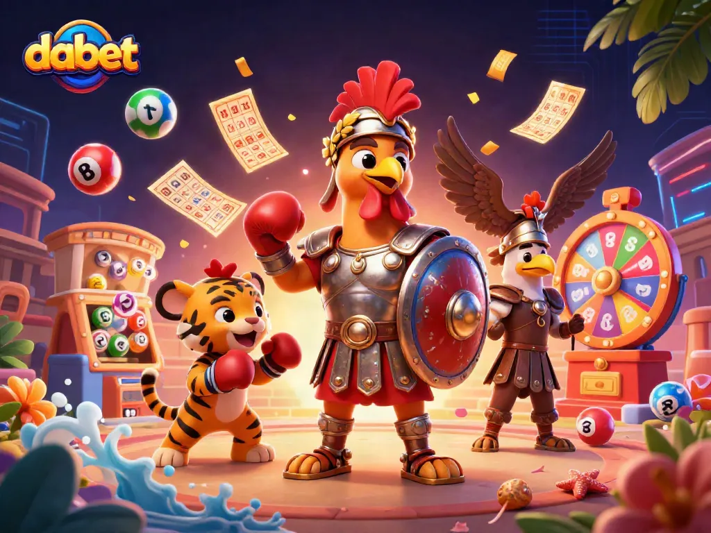 Dabet engages players with exciting bingo cards and vibrant lottery elements in an electrifying arena.
