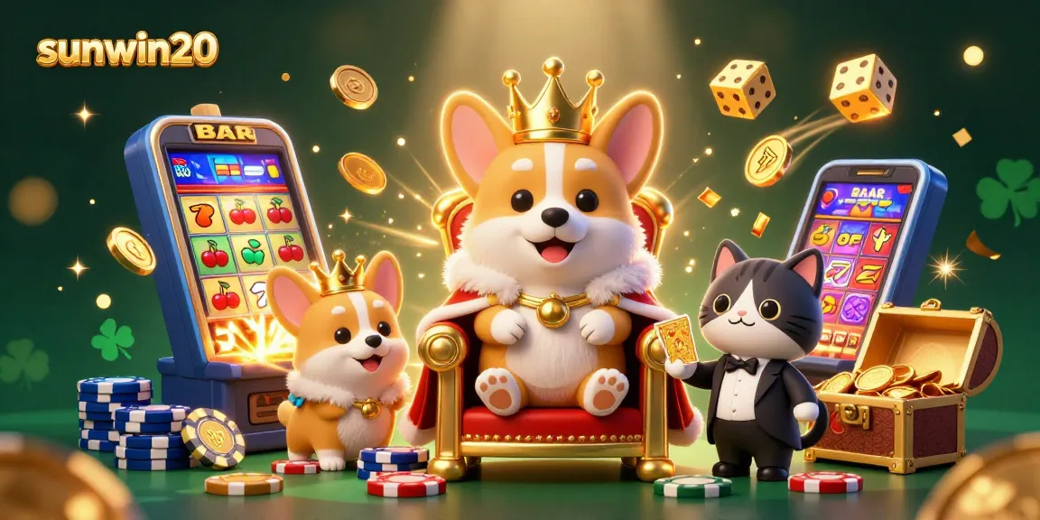 Experience thrilling wins with sunwin20 in this vibrant casino illustration featuring action-packed elements.