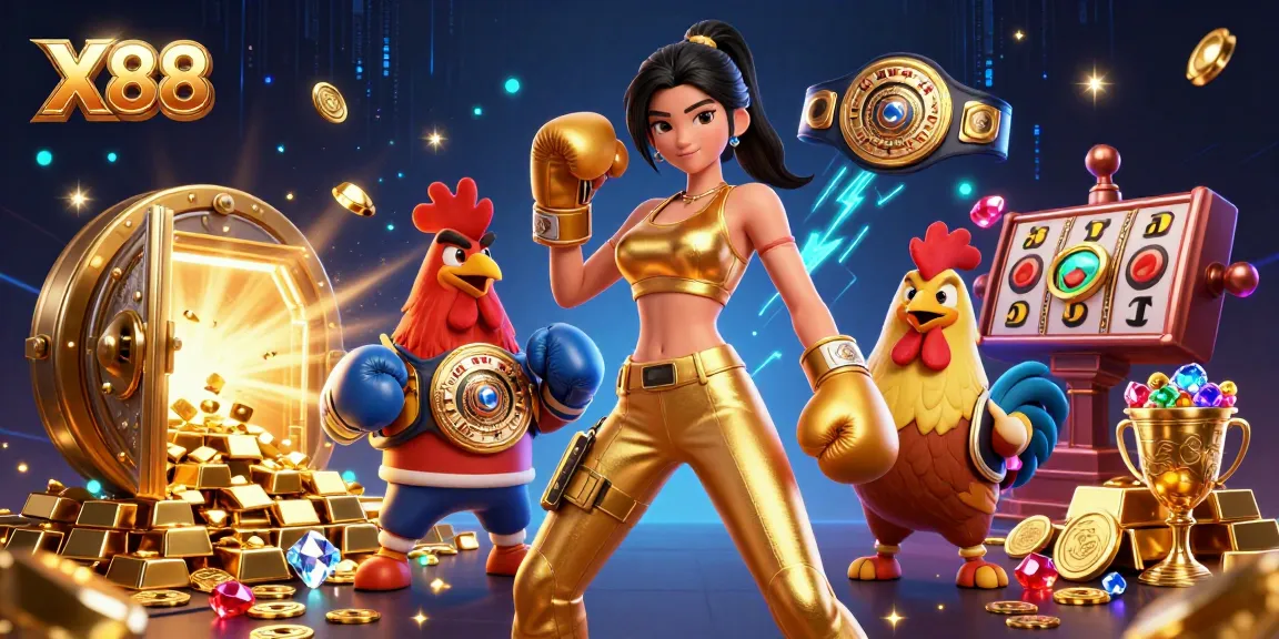 X88 showcases dynamic slot gaming action with vibrant characters in a visually stunning scene.