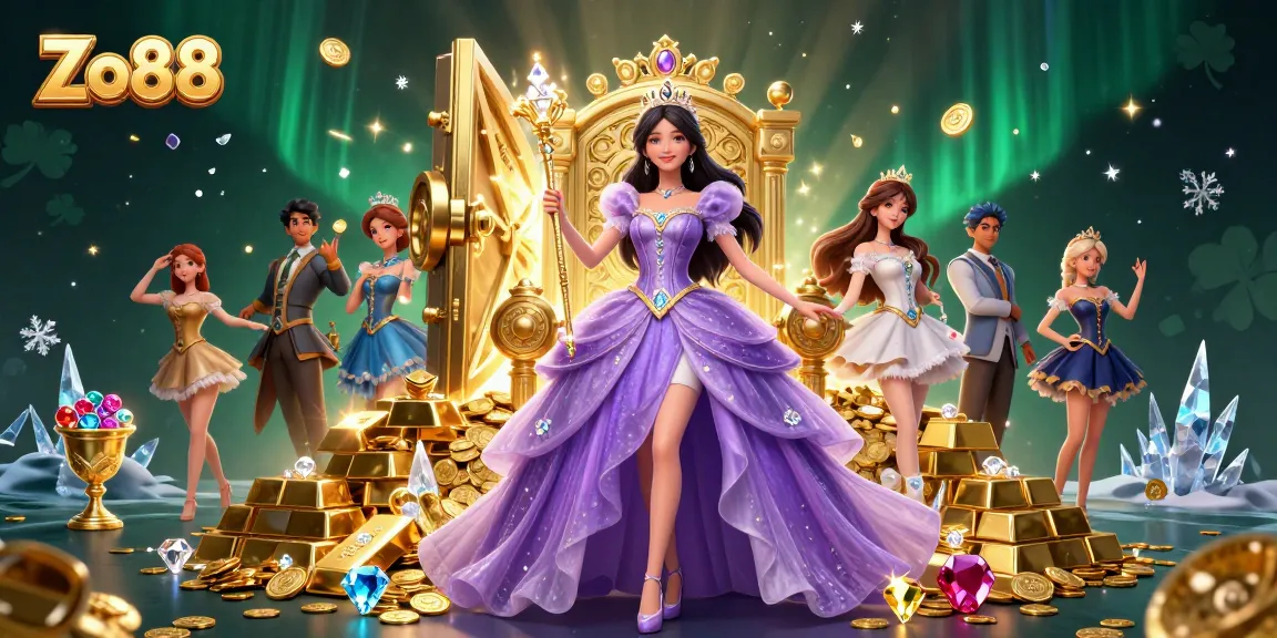 Experience thrilling bets at Zo88 with glamorous royalty and gold treasures illuminating the scene.