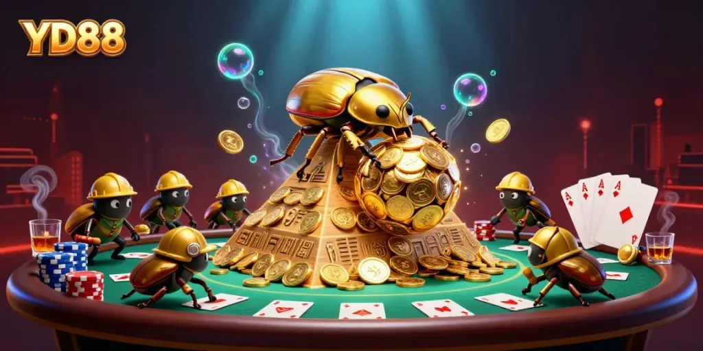 Experience thrilling gameplay with YD88 - a vibrant golden beetle scene in a casino setting.