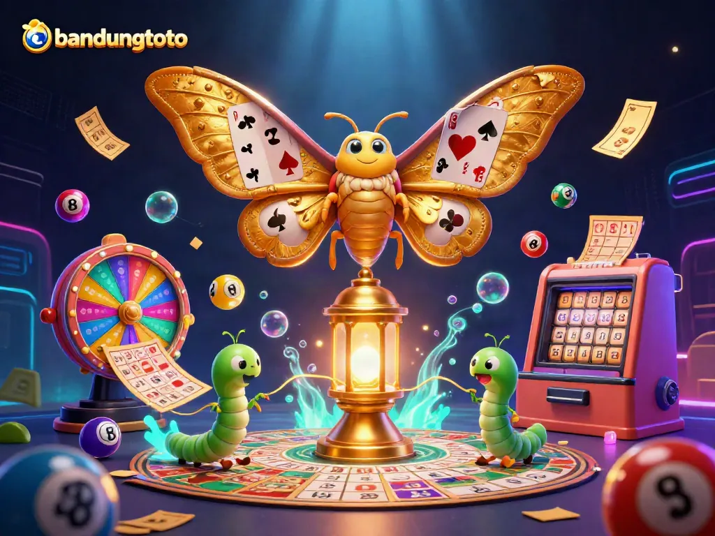 Engage with bandungtoto's vibrant casino scene featuring a majestic atlas moth and dynamic gaming elements.