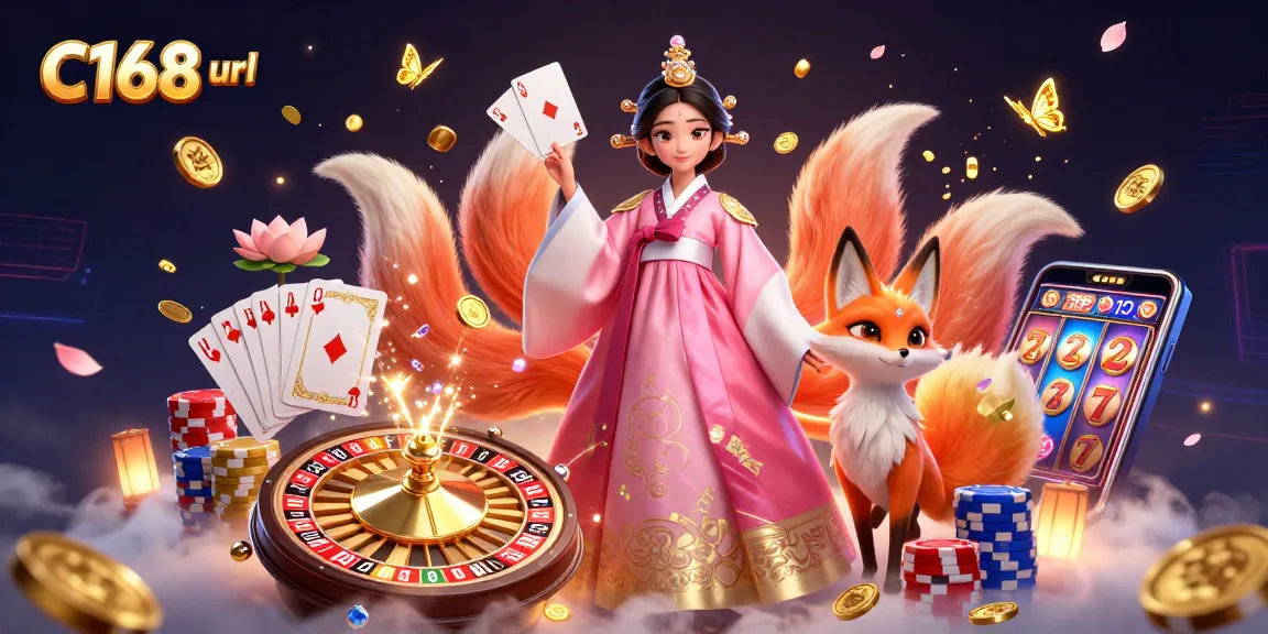 Experience thrilling moments at C168 url with a graceful lady and lucky charm amidst cascading casino elements.