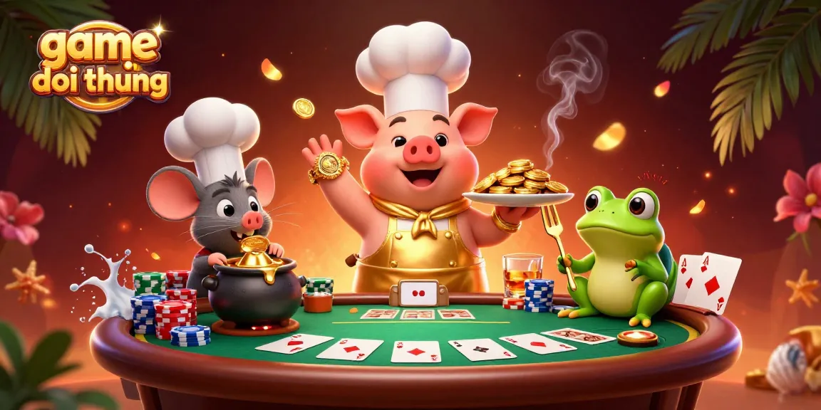 Experience the thrill of game bai doi thuong with iconic characters and vibrant casino elements in a dynamic setting.