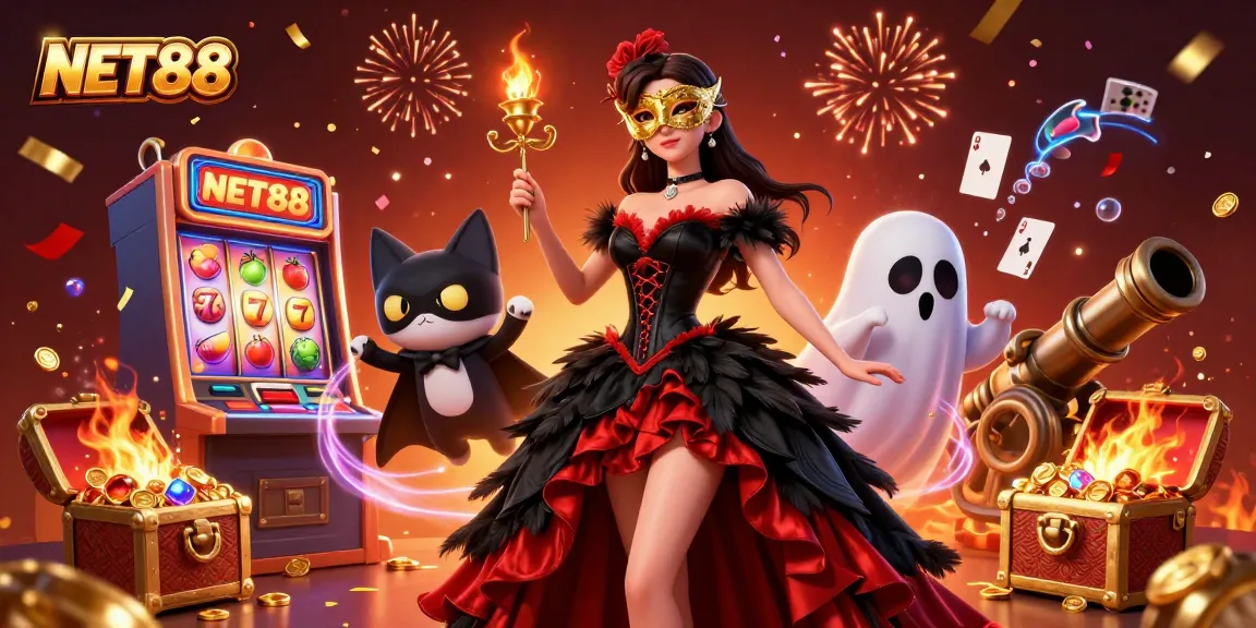 Experience the excitement of NET88 through this vibrant gambling scene featuring an immersive casino environment.
