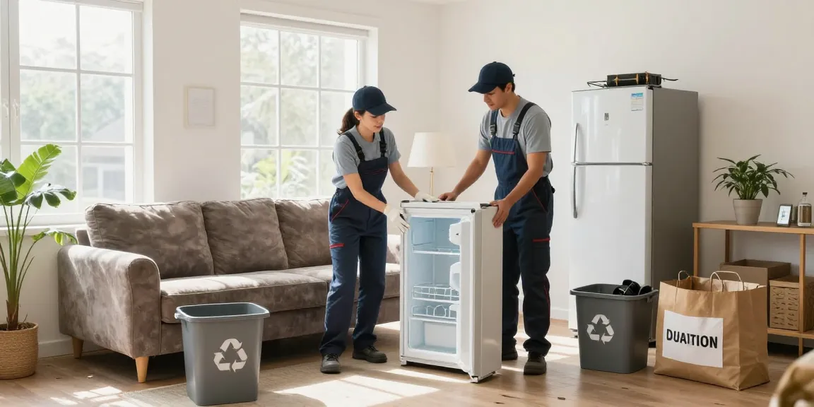 Efficient london house clearance service with professionals removing old furniture in a clean living room.