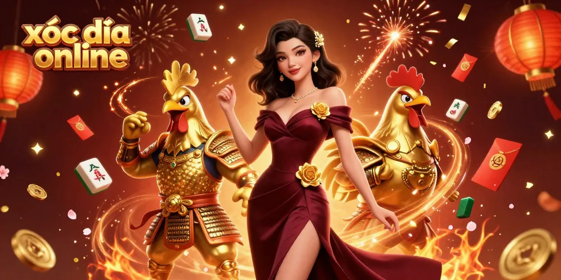 Experience excitement with xóc đĩa online; vibrant illustration showcasing gaming elements and dynamic characters.