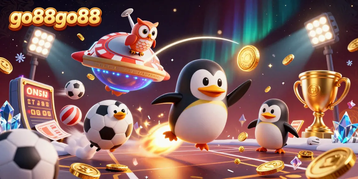 Experience dynamic gaming action with go88go88, featuring a golden penguin and vibrant casino elements.