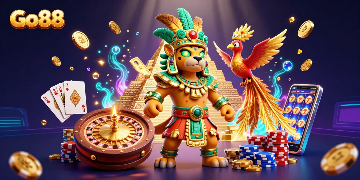 Experience the thrill of Go88 with vibrant slots, cascading coins, and exciting game elements.