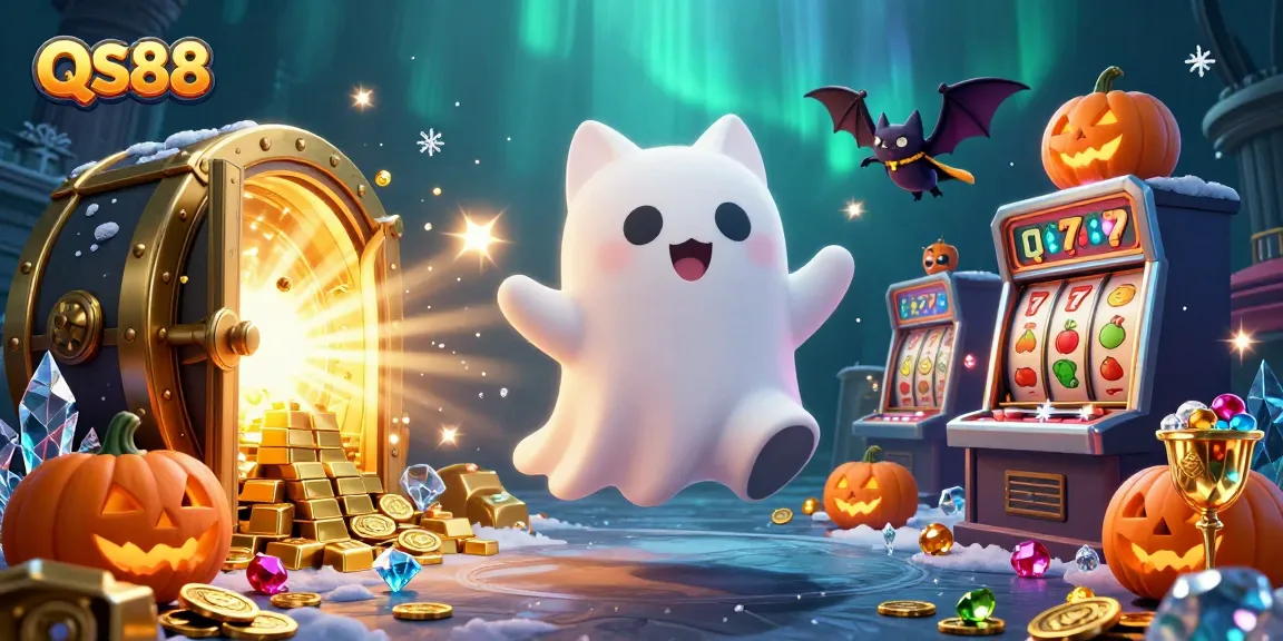 Engage with QS88's exciting gaming world, featuring a ghost cat in a haunted casino filled with treasures.
