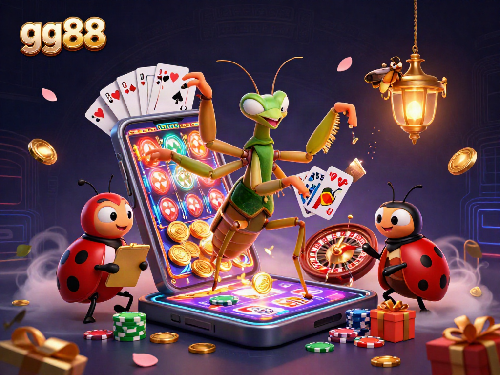 Experience thrilling gameplay at gg88 with a vibrant casino scene featuring colorful slot games and a dynamic atmosphere.