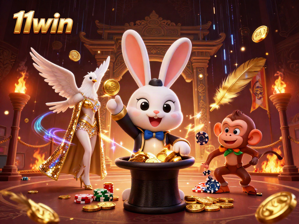 Engage with exciting games at 11win featuring a magician rabbit and playful casino elements.
