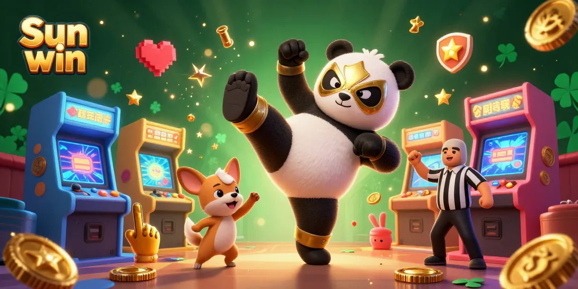 Experience thrilling gameplay at Sun win with a vibrant scene featuring animated characters in a lively casino setting.