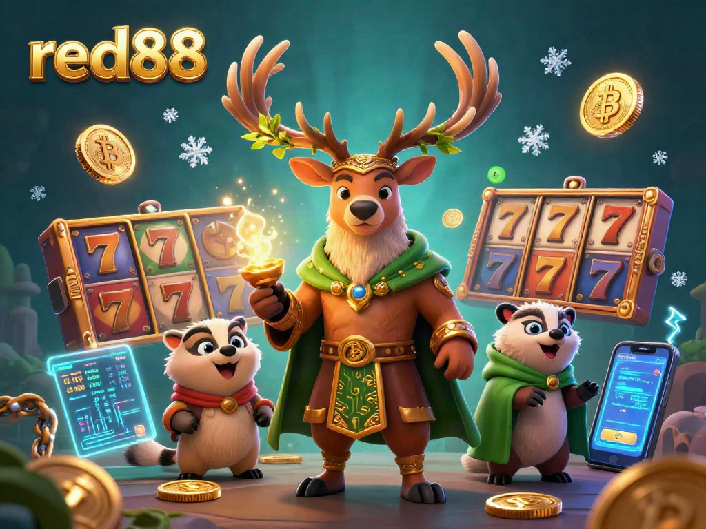 Experience thrilling gameplay at red88 with vibrant slot reels and mystical characters lighting up the scene.