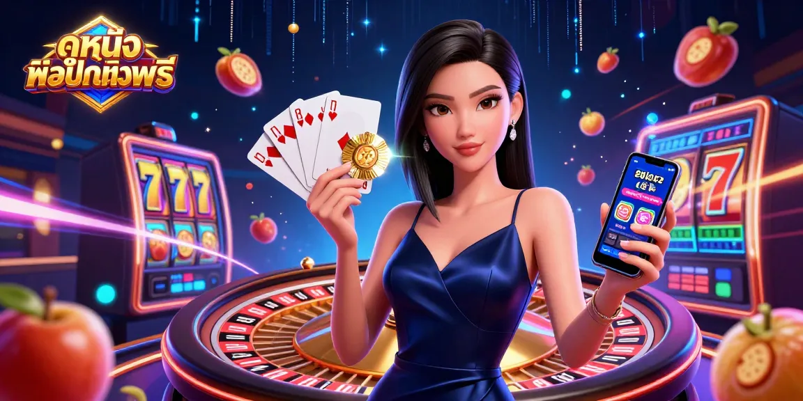 Watch ดูหนังออนไลน์ฟรี with immersive casino visuals highlighting slot games and energetic gaming elements.