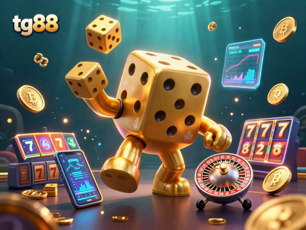 tg88 casino characters juggling dice and coins in an exciting gambling scene