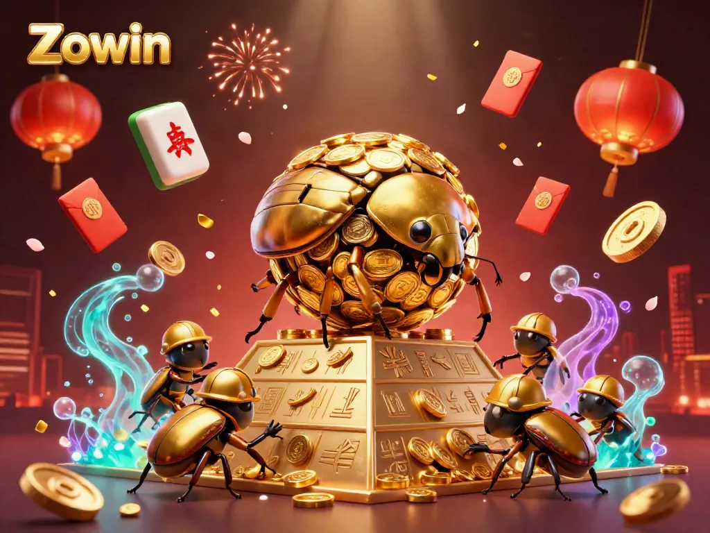Experience thrilling entertainment with Zowin through this vibrant, dynamic casino-themed 3D illustration featuring gold coins and casino symbols.