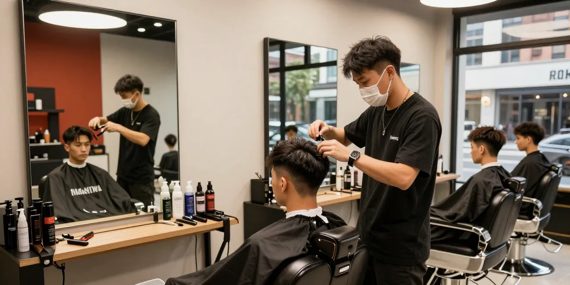 Stylish barber at ROKOK88 providing a modern haircut