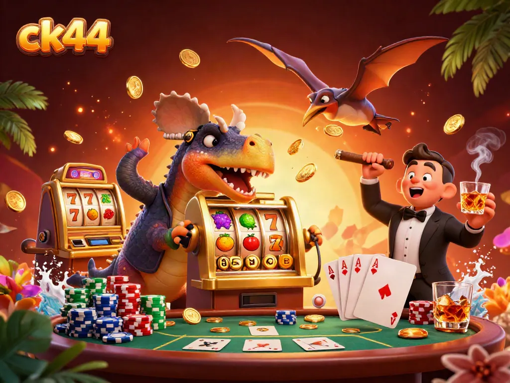 Experience ck44's thrilling wins as a dinosaur hits the jackpot at a casino!