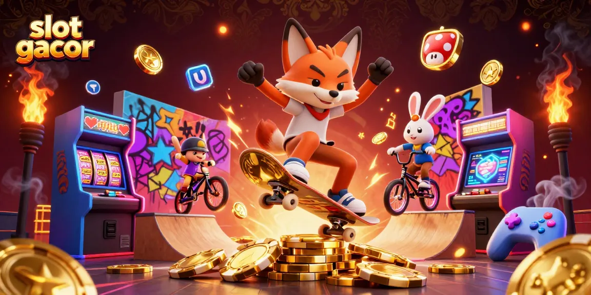 Experience exhilarating slot gacor action with lively characters in a dynamic casino-themed scene.