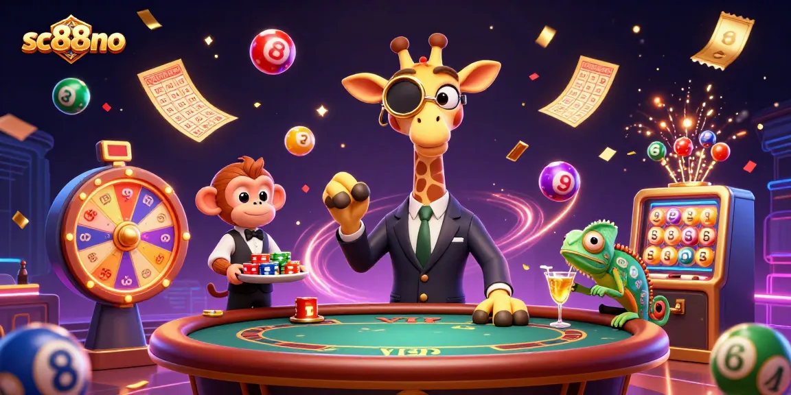 Experience a vibrant celebration with sc88no in a 3D casino setting showcasing fun games and festive elements.