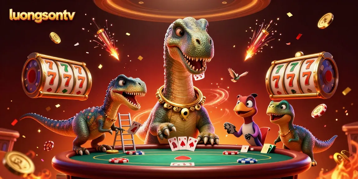 Experience thrilling excitement with luongsontv while the giant brontosaurus oversees a lively poker game.