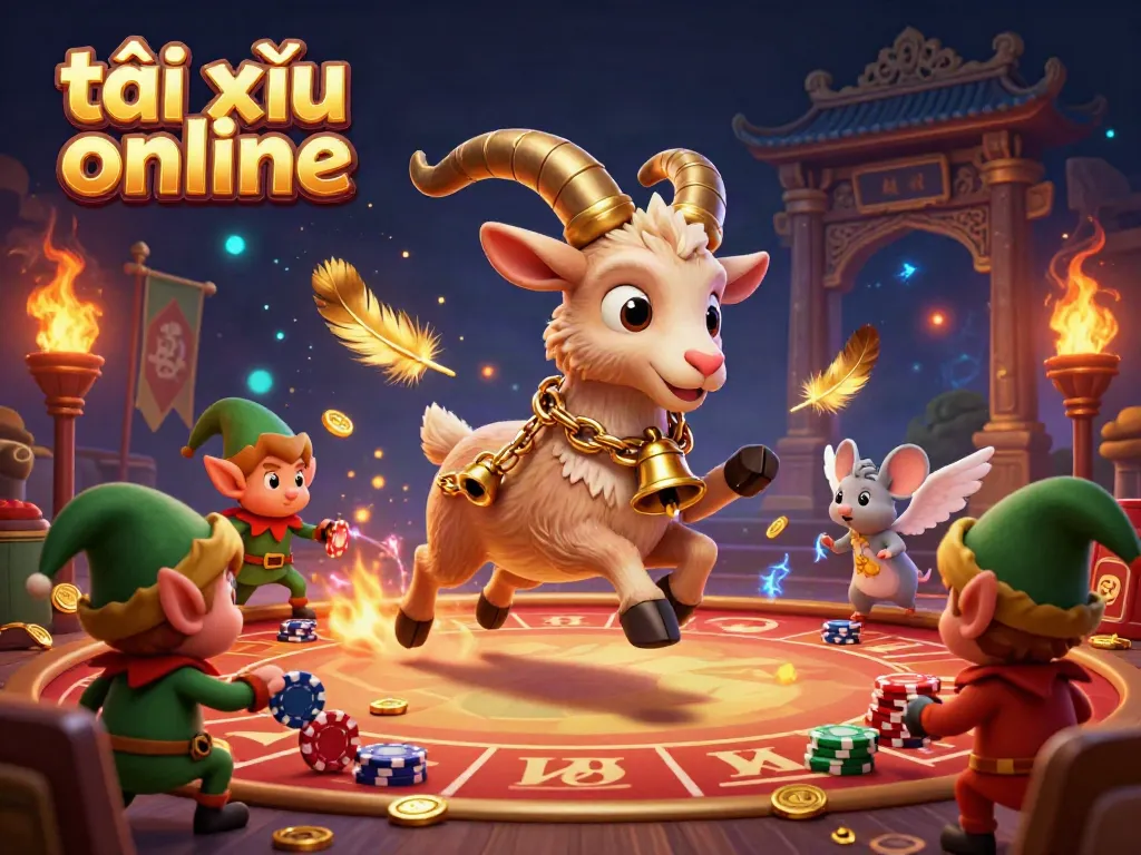 Experience the thrilling game of tài xỉu online with cartoon characters in a festive casino atmosphere, capturing the essence of excitement.