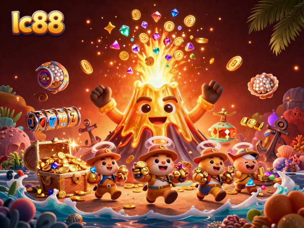 Experience the thrill of lc88 with a vivid 3D illustration capturing exciting slot gameplay.