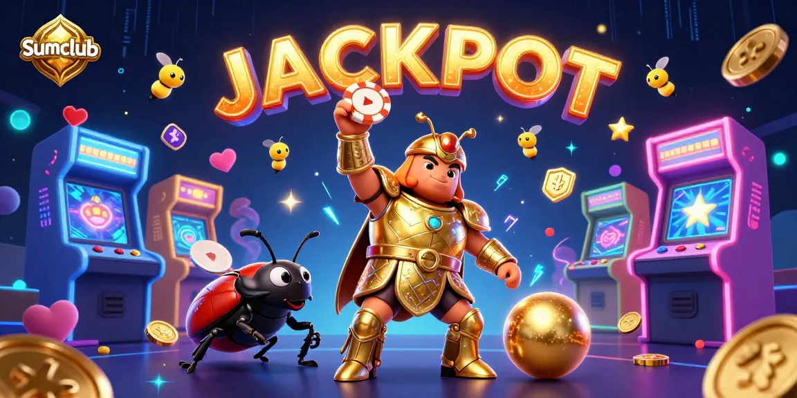Experience thrilling wins at sumclub with a vibrant scene of gambling excitement and victory.
